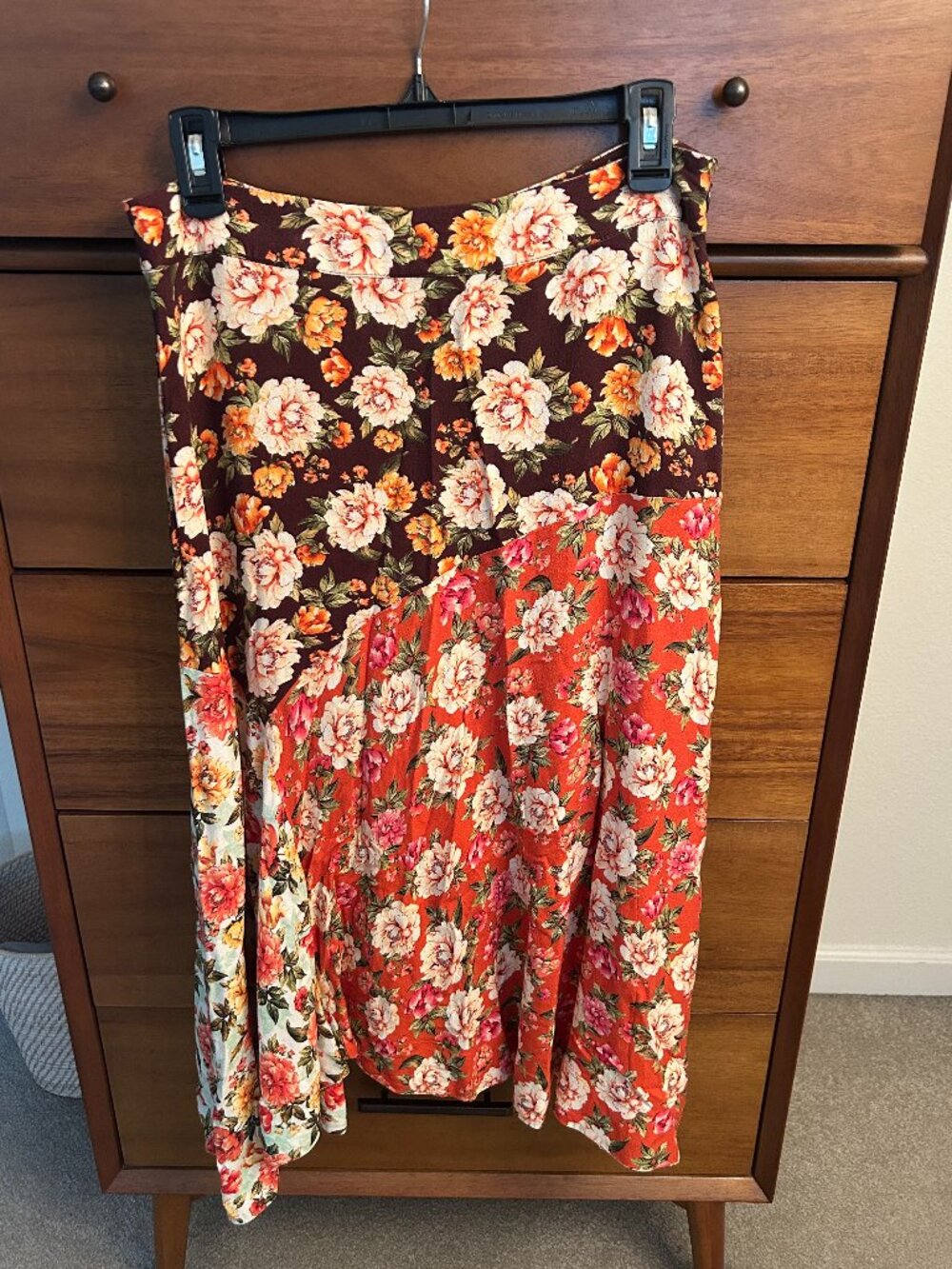 Floral Patchwork Asymetrical Midi Skirt | FARM Rio x Anthropologie | Petite M
